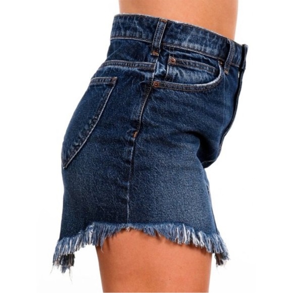 NWT Free People Bailey Fringe Denim Mini Skirt Mountain Blue sz 27 - Picture 3 of 3